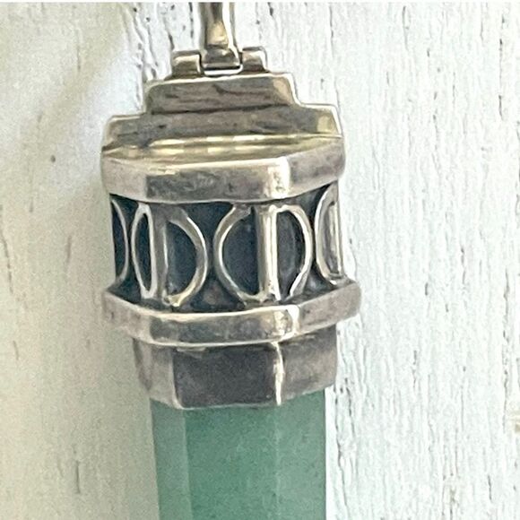 Green Aventurine silver pendant on black cord - Picture 7 of 9